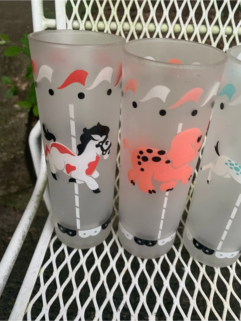 Vintage Carousel Animal Frosted Glass Tumbler Set - Multicolor Libby Mid Century